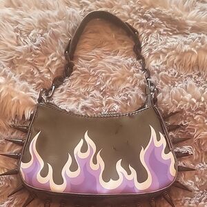Stylish Black and Purple Flame Women's Bag